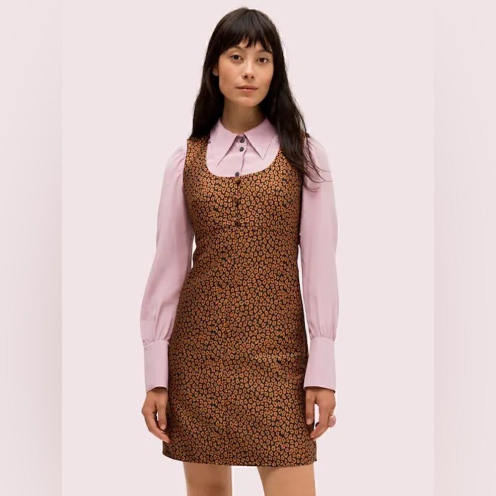 KATE SPADE- Women’s Flora Leopard Jacquard Sleeveless Pocket Dress, Size 8